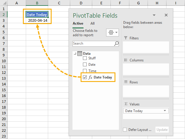 excel function for current date time mac